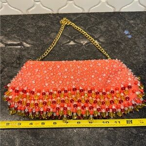 Inge Christopher beaded clutch gold chain strap shoulder bag no stains